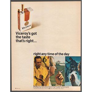 1967 Viceroy Cigarettes Vintage Print Ad Plane Skydiving Pilot Flying Wall Art